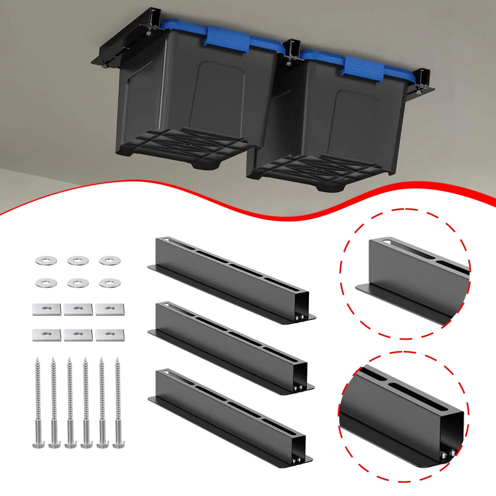 Hanging Metal Ceiling Storage Rack for Tote Bins Easy Install Overhead Organizer for Workshops Sheds
Hanging Metal Ceiling Storage Rack for Tote Bins Easy Install Overhead Organizer for Workshops Sheds