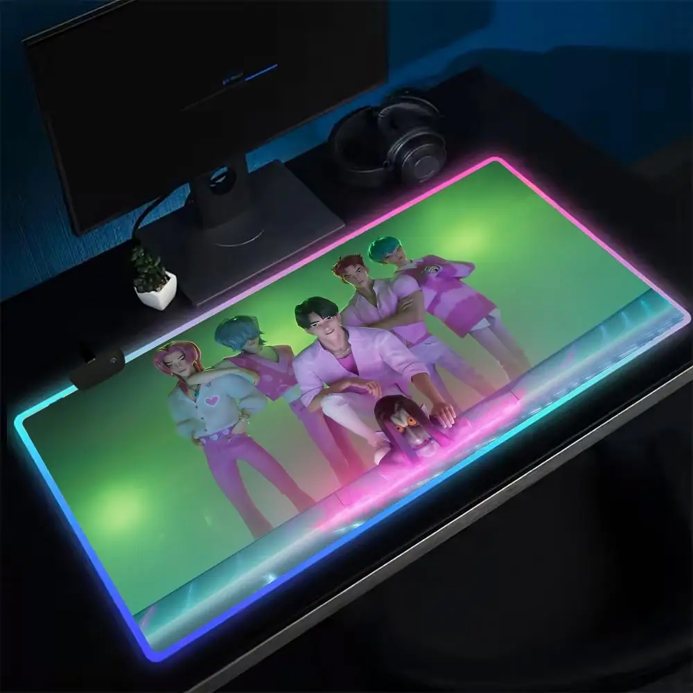Коврик для мыши Game Demon Hunters, игровой коврик для мыши в стиле аниме, светодиодные настольные коврики с подсветкой, резиновые настольные коврики XXL RGB 
Коврик для мыши Game Demon Hunters, игровой коврик для мыши в стиле аниме, светодиодные настольные коврики с подсветкой, резиновые настольные коврики XXL RGB