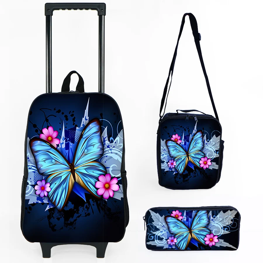 Colorful Butterfly Wheeled Rolling Bag Set with Lunch Box Pen Bag with Wheels School Trolley Backpack Bag for Girl/Boys
Colorful Butterfly Wheeled Rolling Bag Set with Lunch Box Pen Bag with Wheels School Trolley Backpack Bag for Girl/Boys