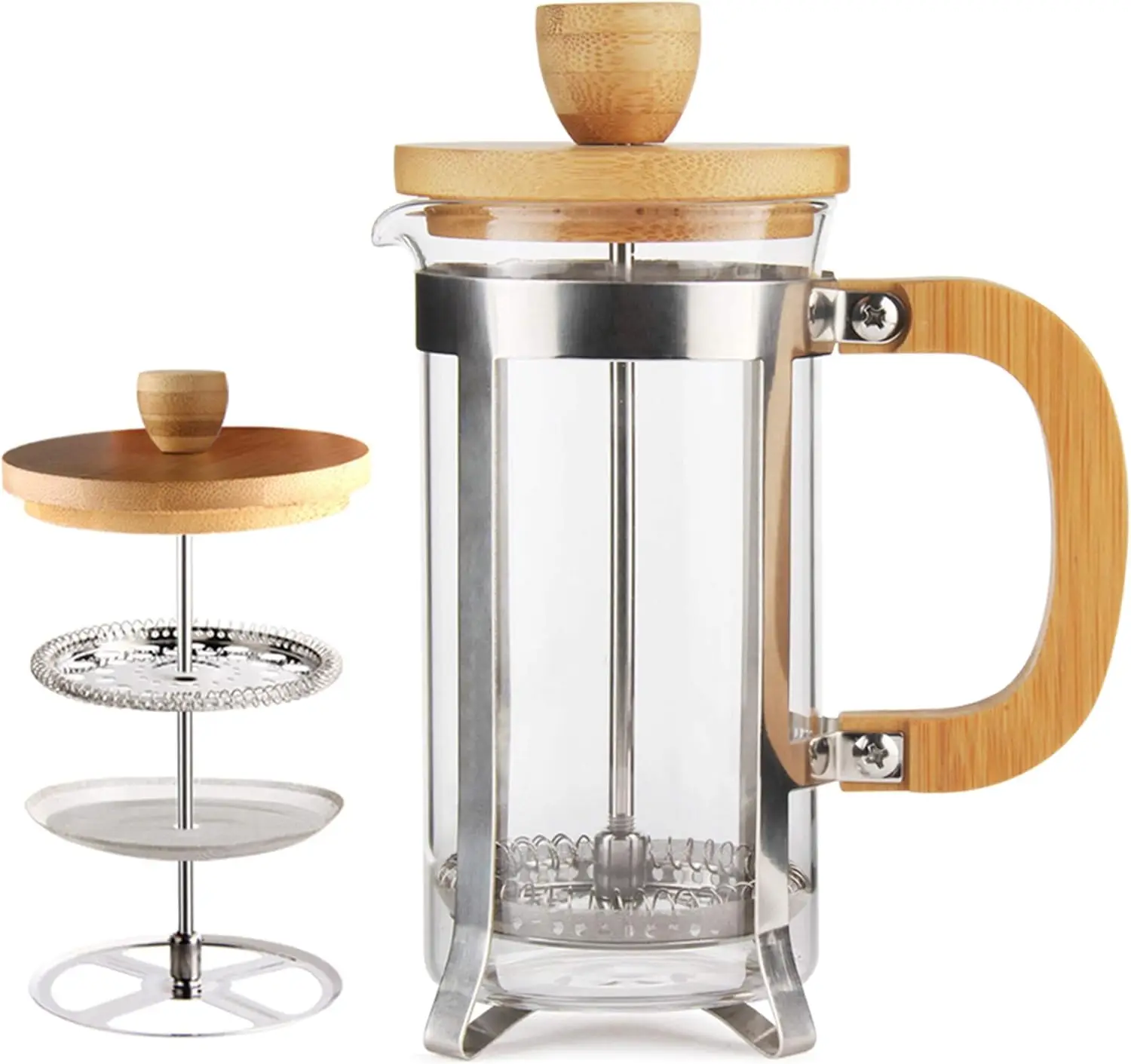 12 oz French Press Coffee Maker, Single Cup Espresso with Stainless Steel Filter, 0.35L Borosilicate Carafe, Bamboo Handle
12 oz French Press Coffee Maker, Single Cup Espresso with Stainless Steel Filter, 0.35L Borosilicate Carafe, Bamboo Handle