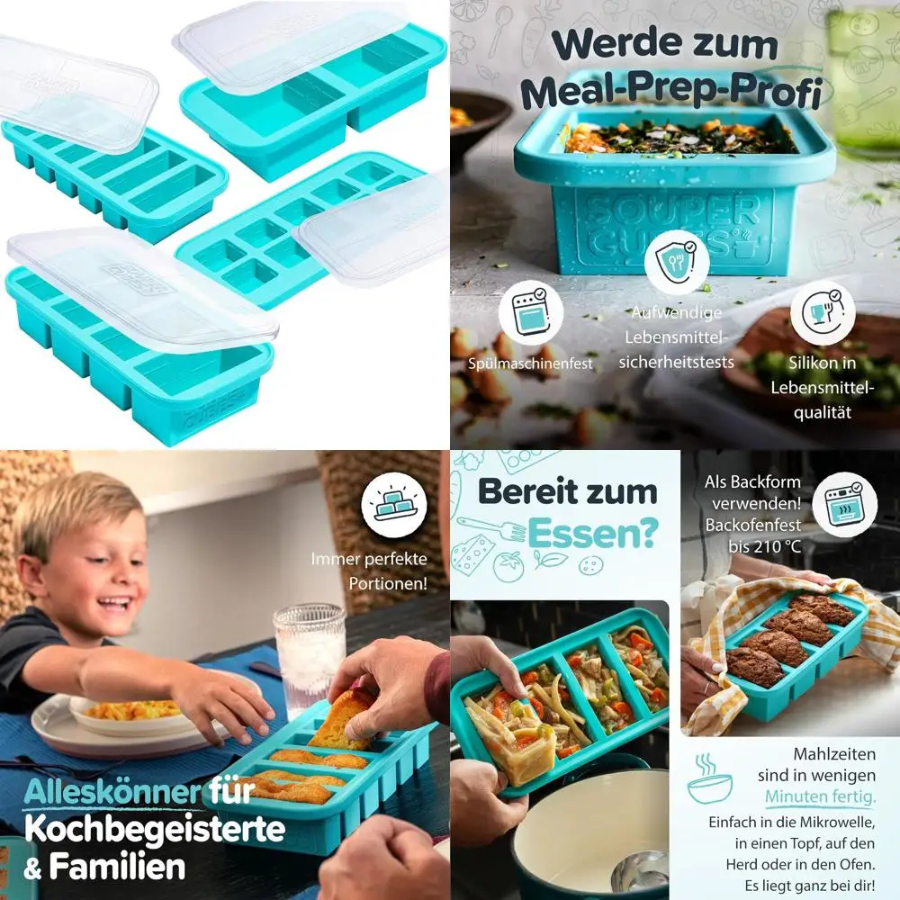 Набор из 4 силиконовых форм для льда с мерными ложками (2 столовых ложки, 1/2, 1 и 2 чашки) — Набор для приготовления еды в цвете аква
Набор из 4 силиконовых форм для льда с мерными ложками (2 столовых ложки, 1/2, 1 и 2 чашки) — Набор для приготовления еды в цвете аква