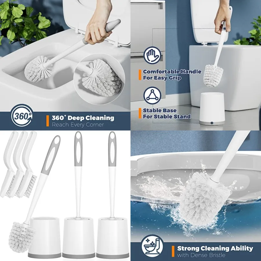 Toilet Brush, 3 Pack Toilet Brushes for Bathroom with Holder, Bathroom Accessories Toilet Bowl Brush with 3 Clean Brush, Toilet Scrub Brush, Toilet Brush Set for Deep Cleaning, White
Toilet Brush, 3 Pack Toilet Brushes for Bathroom with Holder, Bathroom Accessories Toilet Bowl Brush with 3 Clean Brush, Toilet Scrub Brush, Toilet Brush Set for Deep Cleaning, White