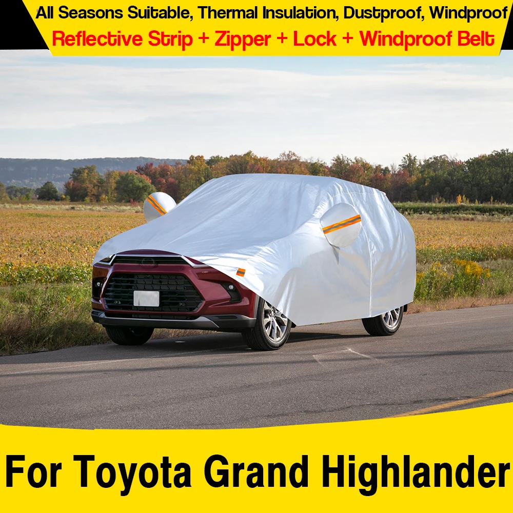 Автомобильный чехол с молнией для Toyota Grand Highlander 2021-2026, уличный, крытый, солнце, дождь, снег, защита от пыли, ветрозащитный чехол для внедорожника 
Автомобильный чехол с молнией для Toyota Grand Highlander 2021-2026, уличный, крытый, солнце, дождь, снег, защита от пыли, ветрозащитный чехол для внедорожника