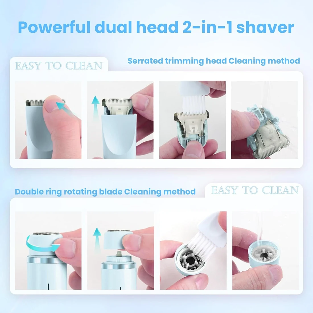 【ESSENTIALS 】Dual Head Electric Razor Bikini Trimmer For Women-2 In 1 IPX7 Waterproof,Dry& Wet Use Pain Relief For Private Area
【ESSENTIALS 】Dual Head Electric Razor Bikini Trimmer For Women-2 In 1 IPX7 Waterproof,Dry& Wet Use Pain Relief For Private Area