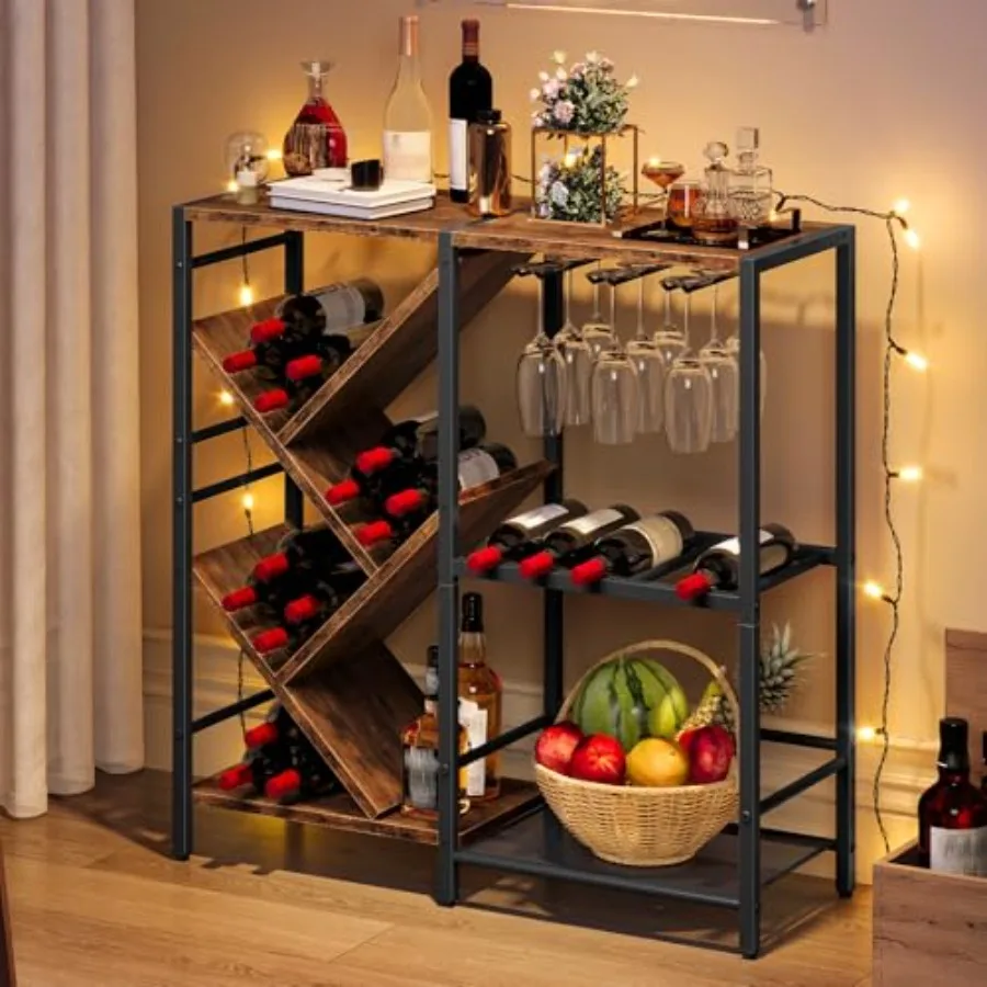 Wine Rack Freestanding Floor, Multi-Tier Wine Rack with Glass Holder, Liquor Bar Cabinet for Home, 3-Tier Liquor Stand with Bot
Wine Rack Freestanding Floor, Multi-Tier Wine Rack with Glass Holder, Liquor Bar Cabinet for Home, 3-Tier Liquor Stand with Bot