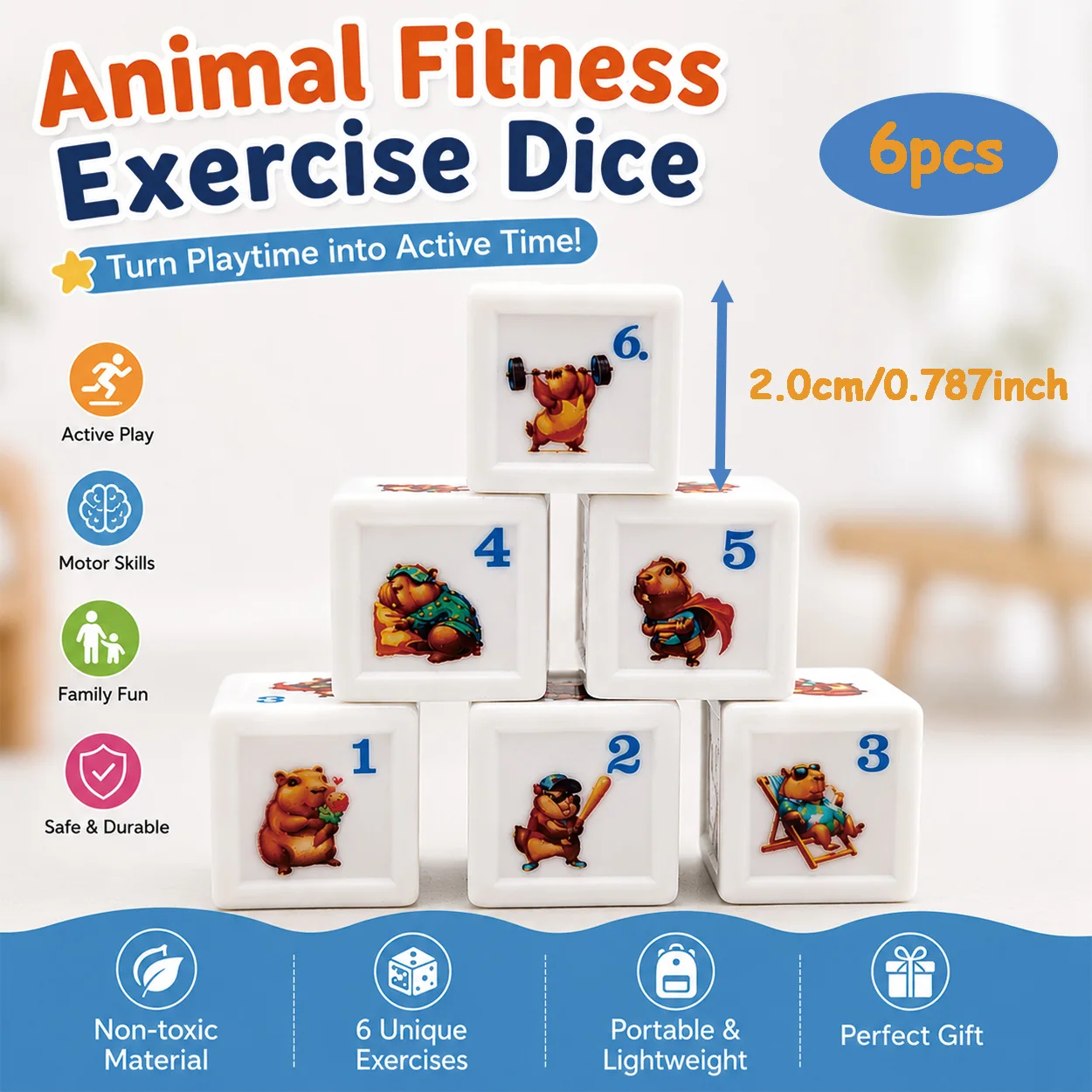 6pcs Interactive Animal Exercise Dice, For Family Party Activity Game
6pcs Interactive Animal Exercise Dice, For Family Party Activity Game