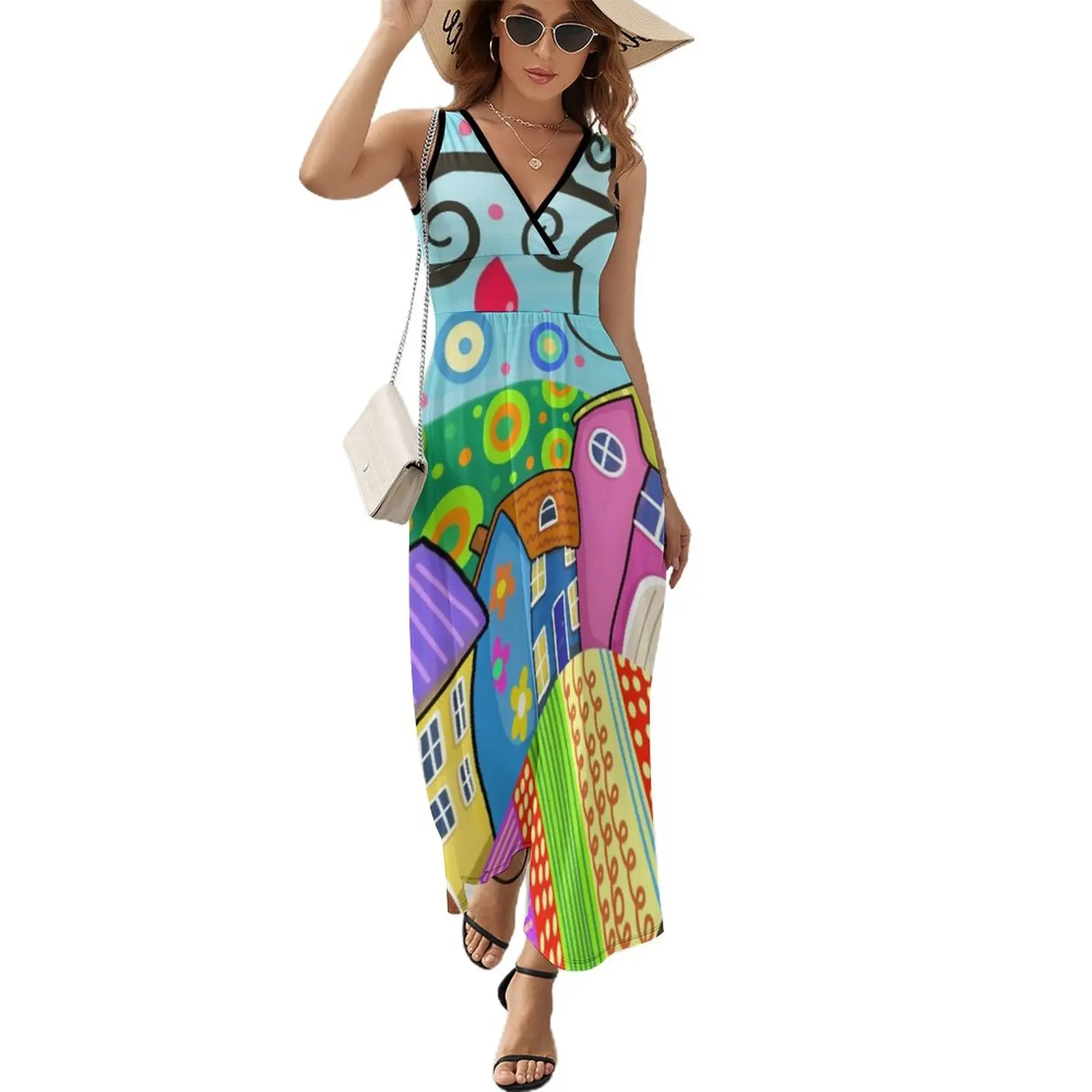 Cute Colorful Folk Art Houses Sleeveless Dress Sleeveless Dress summer dress womens 2023 Summer skirt Long dress woman
Cute Colorful Folk Art Houses Sleeveless Dress Sleeveless Dress summer dress womens 2023 Summer skirt Long dress woman