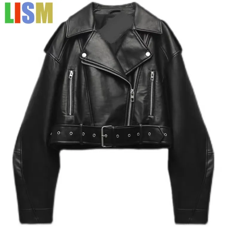 LISM Pu Faux Leather Short Jacket with Belt Streetwear Women Oversized Vintage Loose Female Zipper Retro Moto Biker Coat Outwear
LISM Pu Faux Leather Short Jacket with Belt Streetwear Women Oversized Vintage Loose Female Zipper Retro Moto Biker Coat Outwear