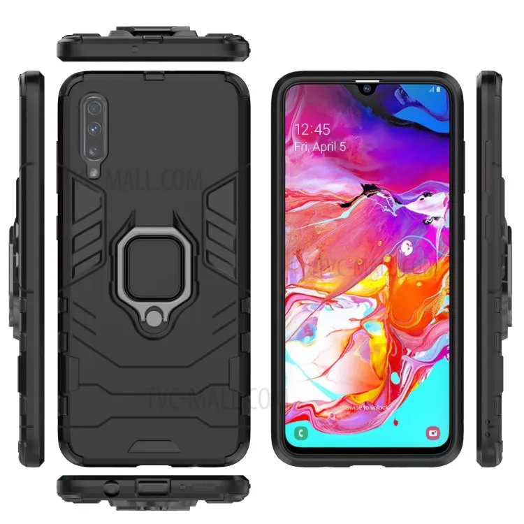 Cool Guard Ring Holder Kickstand PC TPU Hybrid Case for Samsung Galaxy A70 - Black
Cool Guard Ring Holder Kickstand PC TPU Hybrid Case for Samsung Galaxy A70 - Black