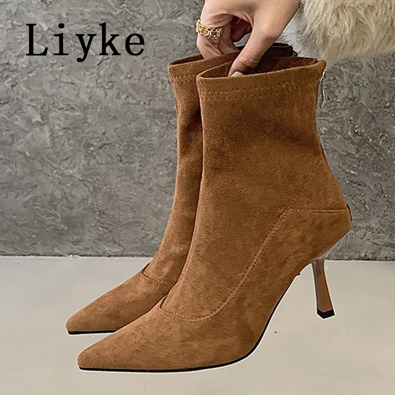 Liyke Sexy Pointed Toe Zip Women's High Heels Ankle Boots Elegant Dancing Party Shoes Autumn Winter Stretch Slim Short Booties
Liyke Sexy Pointed Toe Zip Women's High Heels Ankle Boots Elegant Dancing Party Shoes Autumn Winter Stretch Slim Short Booties