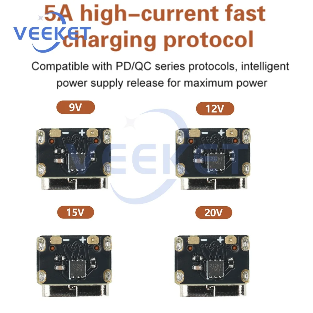 PD3.0 PD3.1 QC2.0 Mini Decoy Fast Charge Module DC 9V 12V 15V 20V Fixed Voltage Output Voltage Trigger Adapter PD to DC Type-C
PD3.0 PD3.1 QC2.0 Mini Decoy Fast Charge Module DC 9V 12V 15V 20V Fixed Voltage Output Voltage Trigger Adapter PD to DC Type-C