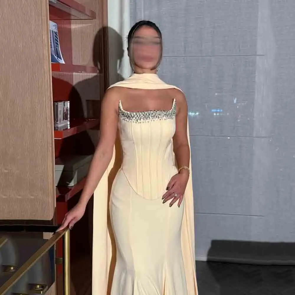 Msikoods Yellow Corset Evening Dresses 2026 Beaded Women Party Dress Detachable Cape Mermaid Formal Occasion Dress Customized
Msikoods Yellow Corset Evening Dresses 2026 Beaded Women Party Dress Detachable Cape Mermaid Formal Occasion Dress Customized