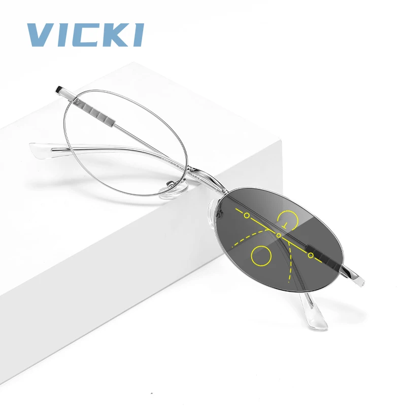 VICKI Ladies' Oval Metal Anti-blue Light Glasses with Prescription Customization Multifocal Lenses Photochromic Properties LS502
VICKI Ladies' Oval Metal Anti-blue Light Glasses with Prescription Customization Multifocal Lenses Photochromic Properties LS502