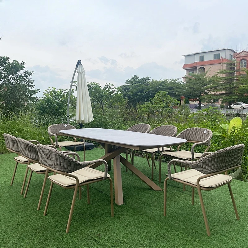 Outdoor villa rattan table and chairs, high-end slate dining table furniture, outdoor open-air leisure garden, courtyard table
Outdoor villa rattan table and chairs, high-end slate dining table furniture, outdoor open-air leisure garden, courtyard table