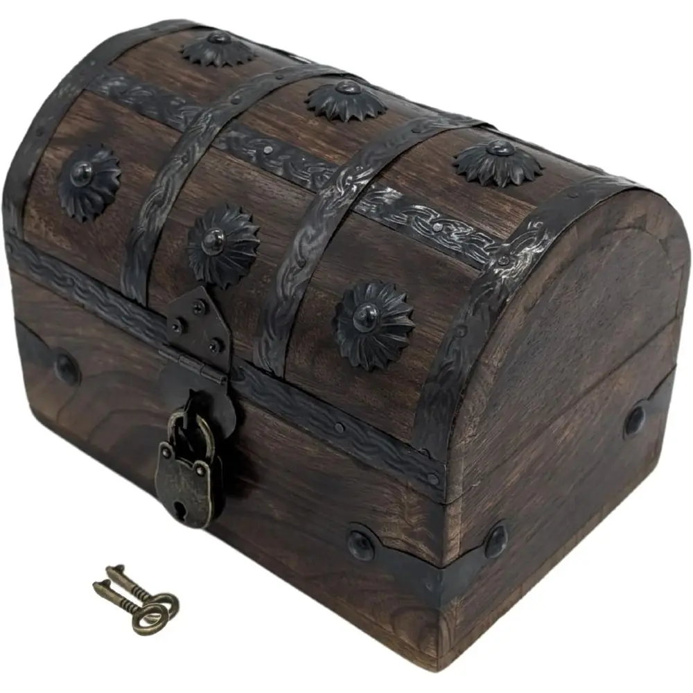 Miniature Wooden Pirate Treasure Chest with Iron Lock and Skeleton Key - Rustic Storage for Jewelry, Toys, or Keepsakes
Miniature Wooden Pirate Treasure Chest with Iron Lock and Skeleton Key - Rustic Storage for Jewelry, Toys, or Keepsakes