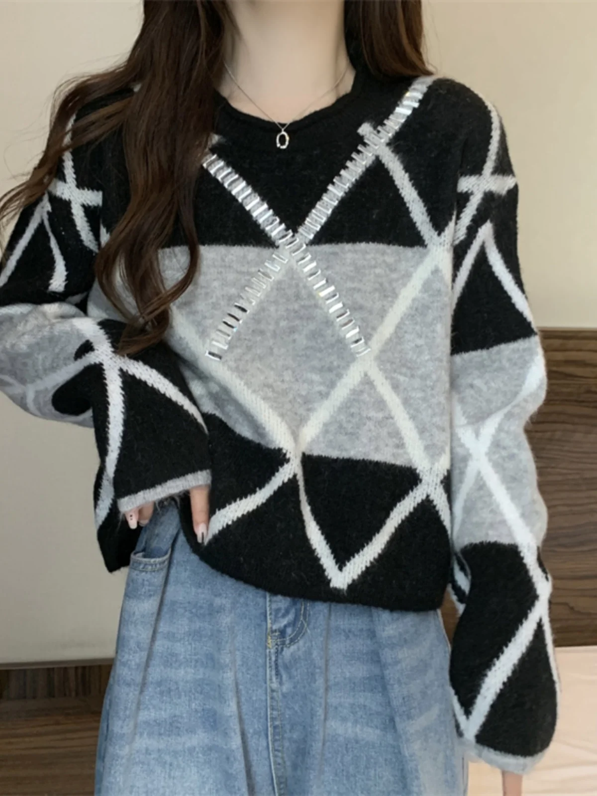 Korean High-End Diamond id Women's Knitwear Outerwear Spring New Sle Street Faion ular Warmth round Ne Long Sve
Korean High-End Diamond id Women's Knitwear Outerwear Spring New Sle Street Faion ular Warmth round Ne Long Sve