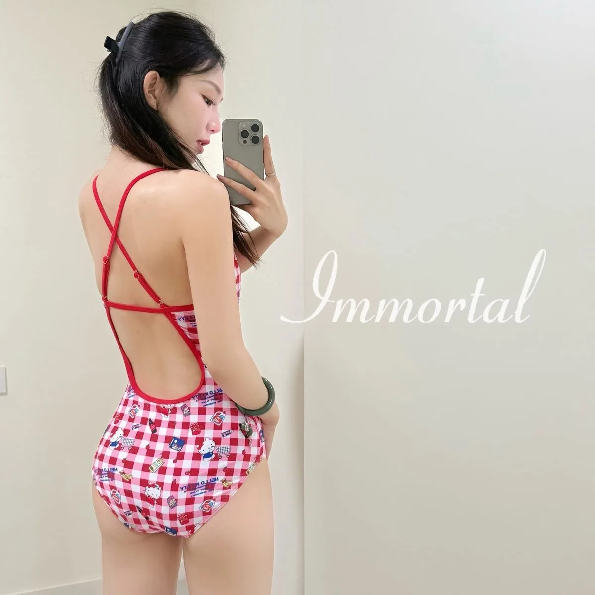 New Hello Kitty Plaid Style Women's Swimwear, One Piece Sexy Halter Triangle One Piece Bikini Spa Vacation Summer Clothes Set
New Hello Kitty Plaid Style Women's Swimwear, One Piece Sexy Halter Triangle One Piece Bikini Spa Vacation Summer Clothes Set