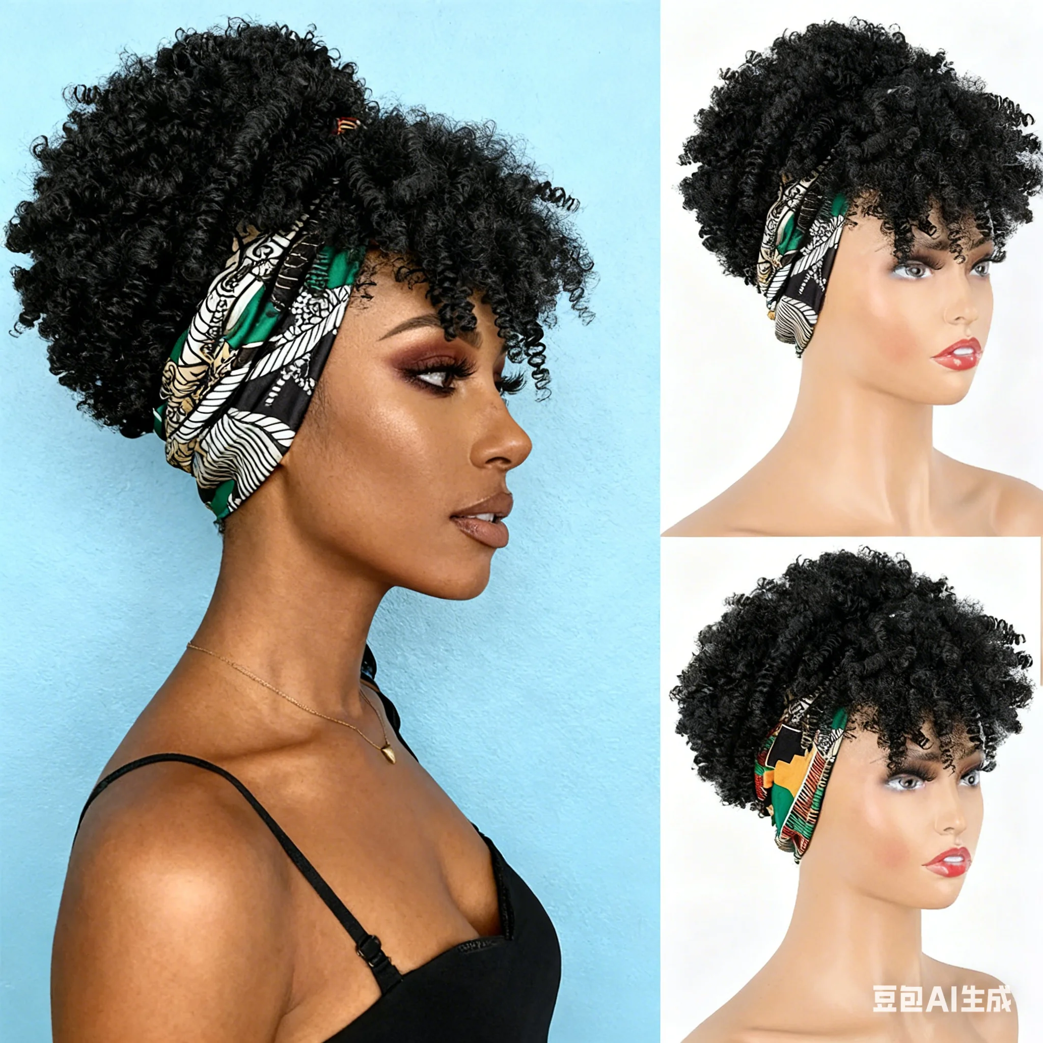 Black Women's Curly Hair Wig with Headscarf 2-in-1 Wrapped Wig Short African Curly Hair Synthetic Wig with Headscar
Black Women's Curly Hair Wig with Headscarf 2-in-1 Wrapped Wig Short African Curly Hair Synthetic Wig with Headscar