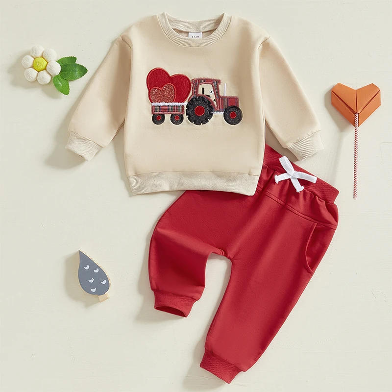Baby Boys Fall Winter Clothing Set Heart Tractor Long Sleeve Shirts Tops and Pants 2Piece Valentines Day Outfits
Baby Boys Fall Winter Clothing Set Heart Tractor Long Sleeve Shirts Tops and Pants 2Piece Valentines Day Outfits