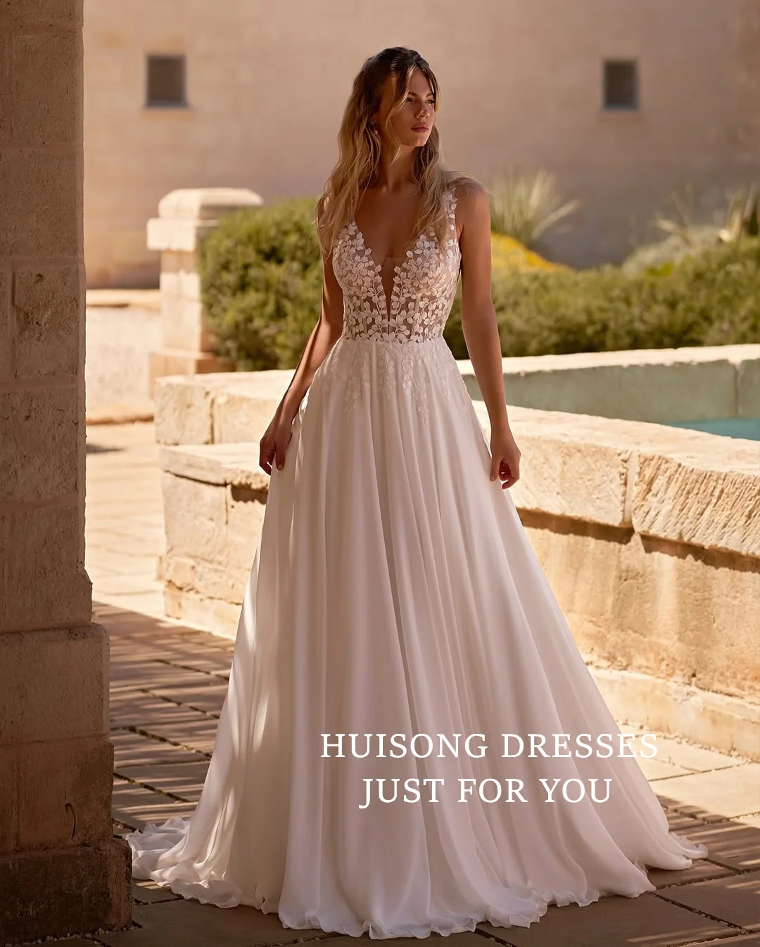 HUISONG Customized Vestidos De Novia Lace Appliques Boho Wedding Dresses Sleeveless A-Line Beach Bridal Gown Princess
HUISONG Customized Vestidos De Novia Lace Appliques Boho Wedding Dresses Sleeveless A-Line Beach Bridal Gown Princess