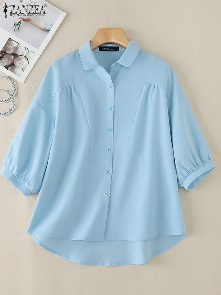 Summer Elegant Lapel Neck Short Sleeve Shirt ZANZEA Women Blouses 2024 Fashion Solid OL Work Tops Tunic Casual Button Up Blusas
Summer Elegant Lapel Neck Short Sleeve Shirt ZANZEA Women Blouses 2024 Fashion Solid OL Work Tops Tunic Casual Button Up Blusas