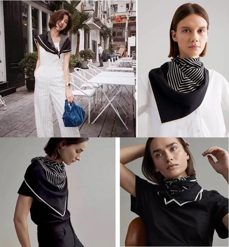 Handrolled Geometric Stripe Women's Scarf Silk Scarf Shawl Sunscreen Shoulder Wrap Fashionable Korean Style Large Square
Handrolled Geometric Stripe Women's Scarf Silk Scarf Shawl Sunscreen Shoulder Wrap Fashionable Korean Style Large Square