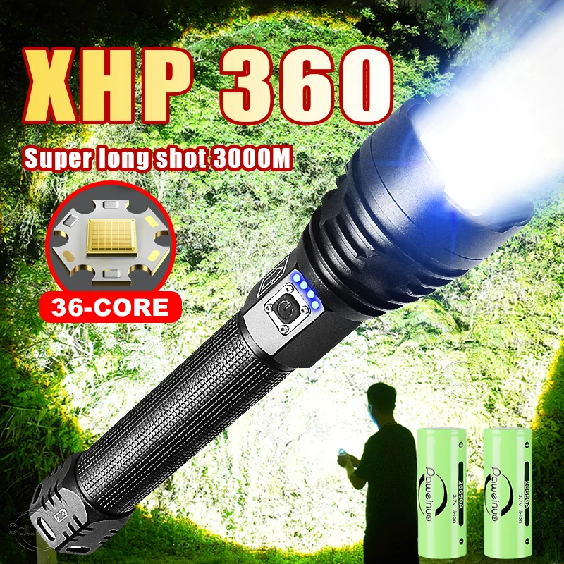 Most Powerful XHP360 Flashlight Rechargeable 18650 Tactical Flashlights Strong Light Zoom Hunting Spotlight Long Shot 3km Torch
Most Powerful XHP360 Flashlight Rechargeable 18650 Tactical Flashlights Strong Light Zoom Hunting Spotlight Long Shot 3km Torch