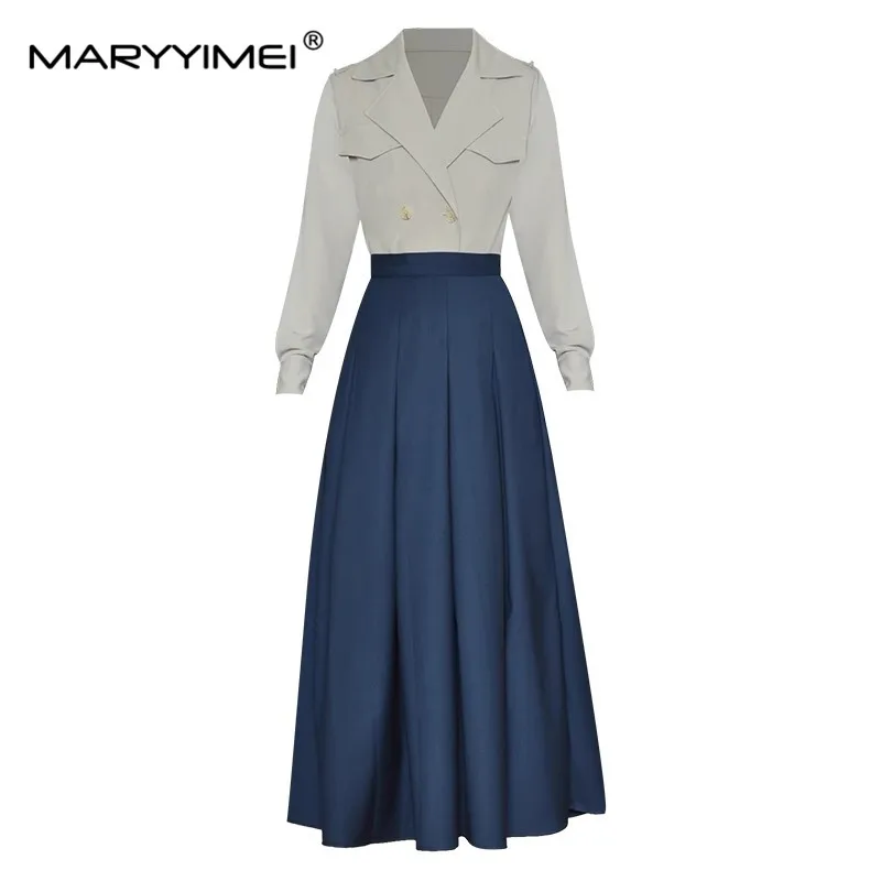 MARYYIMEI Fashion Autumn Women's Suit epaulet Turn-down Collar Long sleeved Double Breasted top+skirt Elegant Two-Piece Set
MARYYIMEI Fashion Autumn Women's Suit epaulet Turn-down Collar Long sleeved Double Breasted top+skirt Elegant Two-Piece Set
