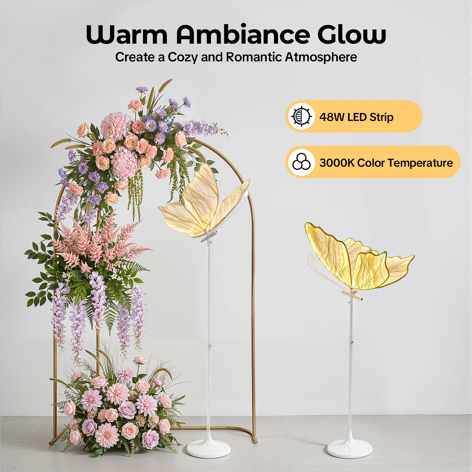 Creative Wedding Butterfly LED Floor Lamp 3000K, Butterfly Hanging Light, Romantic Hanging Wedding Butterfly Decoration Props 110V
Creative Wedding Butterfly LED Floor Lamp 3000K, Butterfly Hanging Light, Romantic Hanging Wedding Butterfly Decoration Props 110V