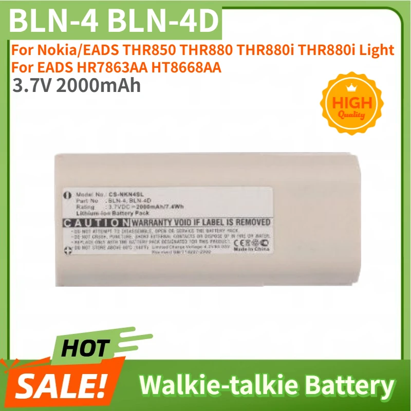 Аккумулятор для рации BLN-4 BLN-4D высокого качества, 3.7V 2000mAh, для Nokia/EADS THR880i THR850 THR880 THR880i Light, абсолютно новый
Аккумулятор для рации BLN-4 BLN-4D высокого качества, 3.7V 2000mAh, для Nokia/EADS THR880i THR850 THR880 THR880i Light, абсолютно новый