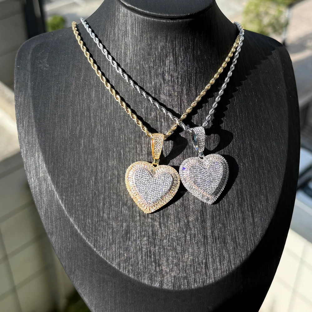 New Arrived Hip Hop 5A+ CZ Stone Paved Bling Ice Out Heart Pendants Necklaces for Jewelry for Girls Women Gift
New Arrived Hip Hop 5A+ CZ Stone Paved Bling Ice Out Heart Pendants Necklaces for Jewelry for Girls Women Gift