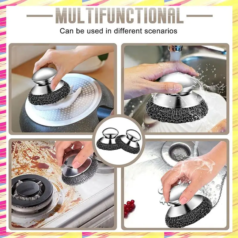 ABJJ Heavy Duty 3 Pcs Metal Pot Scrubber Brush With Handle, 9 Pcs Stainless Steel Wool For Effective Cleaning
ABJJ Heavy Duty 3 Pcs Metal Pot Scrubber Brush With Handle, 9 Pcs Stainless Steel Wool For Effective Cleaning
