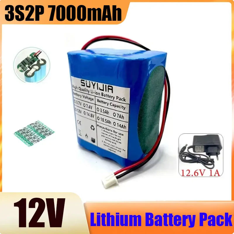 Original 18650 3S2P 7000mAh Battery 12V Rechargeable Lithium Battery Pack w/ BMS Backup Power Supply for CCTV Monitor Bluetooth
Original 18650 3S2P 7000mAh Battery 12V Rechargeable Lithium Battery Pack w/ BMS Backup Power Supply for CCTV Monitor Bluetooth