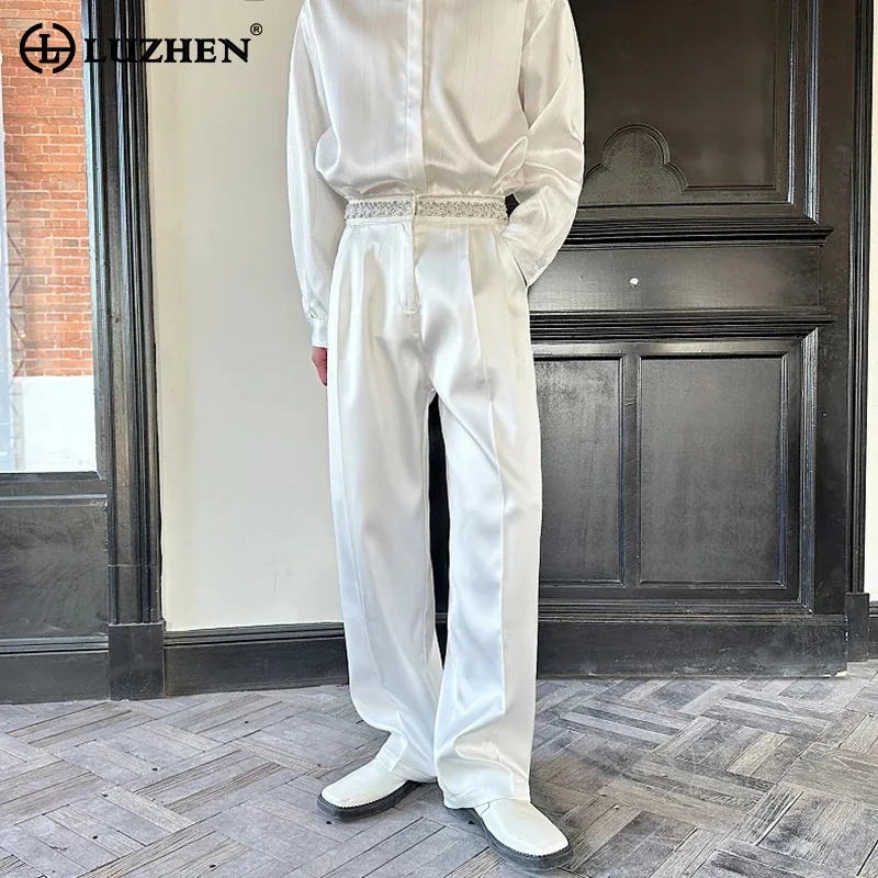 LUZHEN Temperament Men's 2025 Casual Pants Spring Fashion Elegant Luxury Loose Handsome Straight Trousers Pearl Decorate JY2481 
LUZHEN Temperament Men's 2025 Casual Pants Spring Fashion Elegant Luxury Loose Handsome Straight Trousers Pearl Decorate JY2481