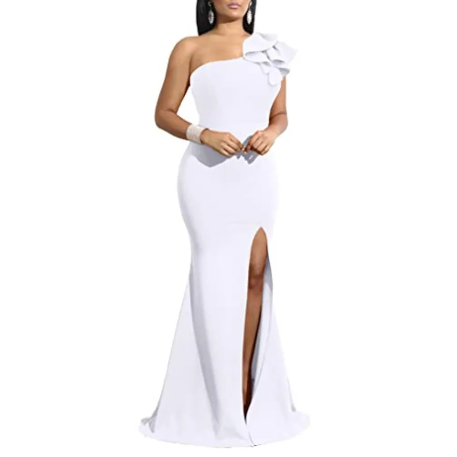 YMDUCH Women's Sexy Sleeveless One Shoulder Ruffle High Split Party Evening Long Formal Dress
YMDUCH Women's Sexy Sleeveless One Shoulder Ruffle High Split Party Evening Long Formal Dress
