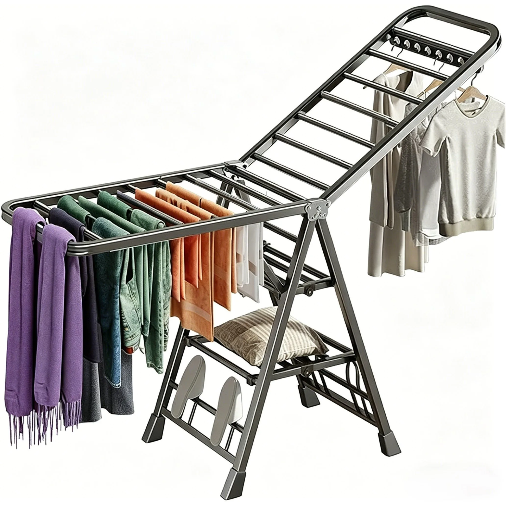 63 inch Foldable Clothes Hanger - Indoor and Outdoor Laundry Clothes Hanger, Space Saving Apartment Foldable Clothes Hanger, Portable Clothes Hanger for Towels and Shirts
63 inch Foldable Clothes Hanger - Indoor and Outdoor Laundry Clothes Hanger, Space Saving Apartment Foldable Clothes Hanger, Portable Clothes Hanger for Towels and Shirts