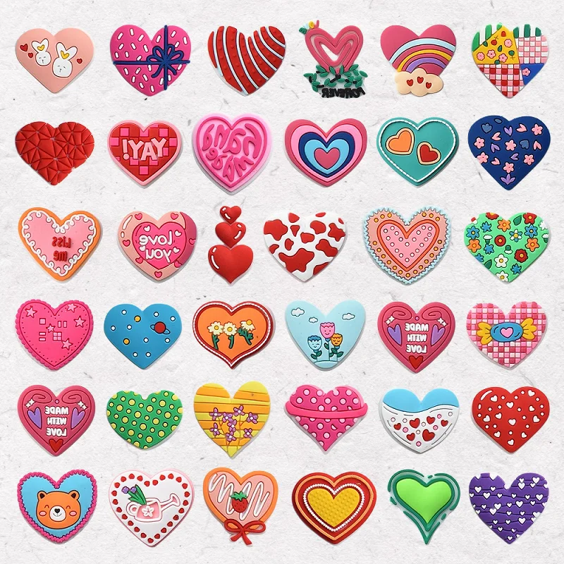 New 1-28pcs Kawaii Heart Love Kiss PVC Shoe Charms Fit Wristbands Hole Slipper Decoration Shoe Accessories Ornament Kid Gift
New 1-28pcs Kawaii Heart Love Kiss PVC Shoe Charms Fit Wristbands Hole Slipper Decoration Shoe Accessories Ornament Kid Gift