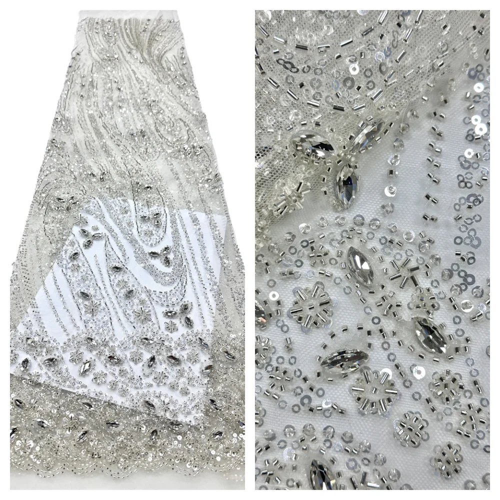 2026 Luxury African Lace Fabric 5 Yards Lace Beaded Tulle Lace Fabric Embroidered Nigerian Fabric for Wedding Dress Sew
2026 Luxury African Lace Fabric 5 Yards Lace Beaded Tulle Lace Fabric Embroidered Nigerian Fabric for Wedding Dress Sew