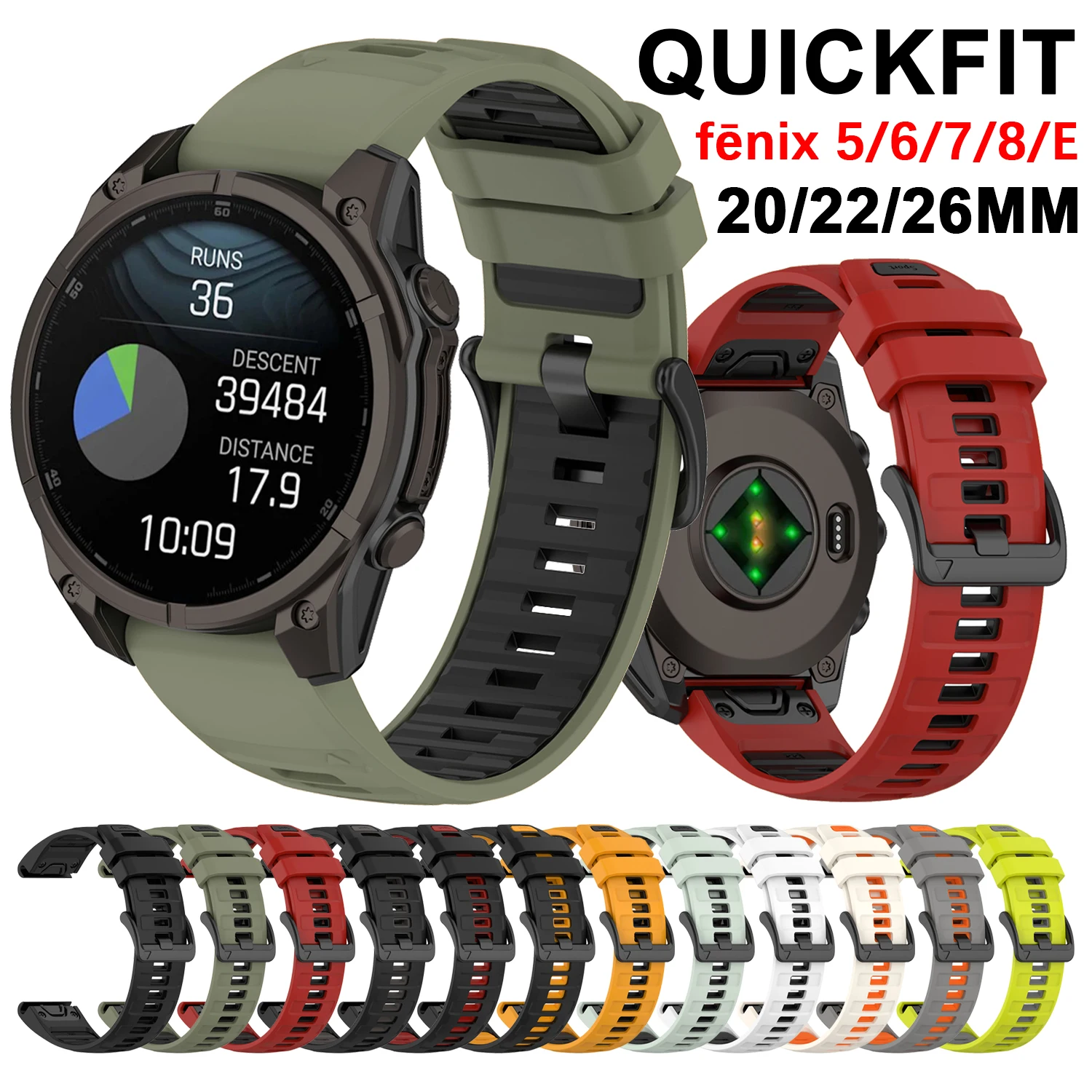 Fenix8 Watch Band For Garmin Fenix 8 47mm 51mm E 6 6X 7 7X 5 5X/Epix Pro/Enduro 3 QuickFit 20 22mm 26mm Silicone Strap Bracelet
Fenix8 Watch Band For Garmin Fenix 8 47mm 51mm E 6 6X 7 7X 5 5X/Epix Pro/Enduro 3 QuickFit 20 22mm 26mm Silicone Strap Bracelet