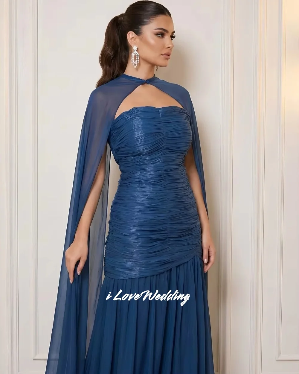 Blue Strapless A-line Chiffon Shawl Sleeveless Evening Dresses Elegant Bespoke Occasion Dresses Floor-Length Pleated Customized
Blue Strapless A-line Chiffon Shawl Sleeveless Evening Dresses Elegant Bespoke Occasion Dresses Floor-Length Pleated Customized