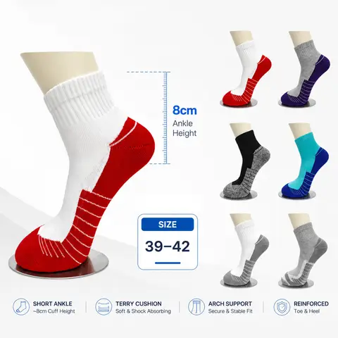 Running Socks Woman Man Cotton Terry Ankle Sports Sock