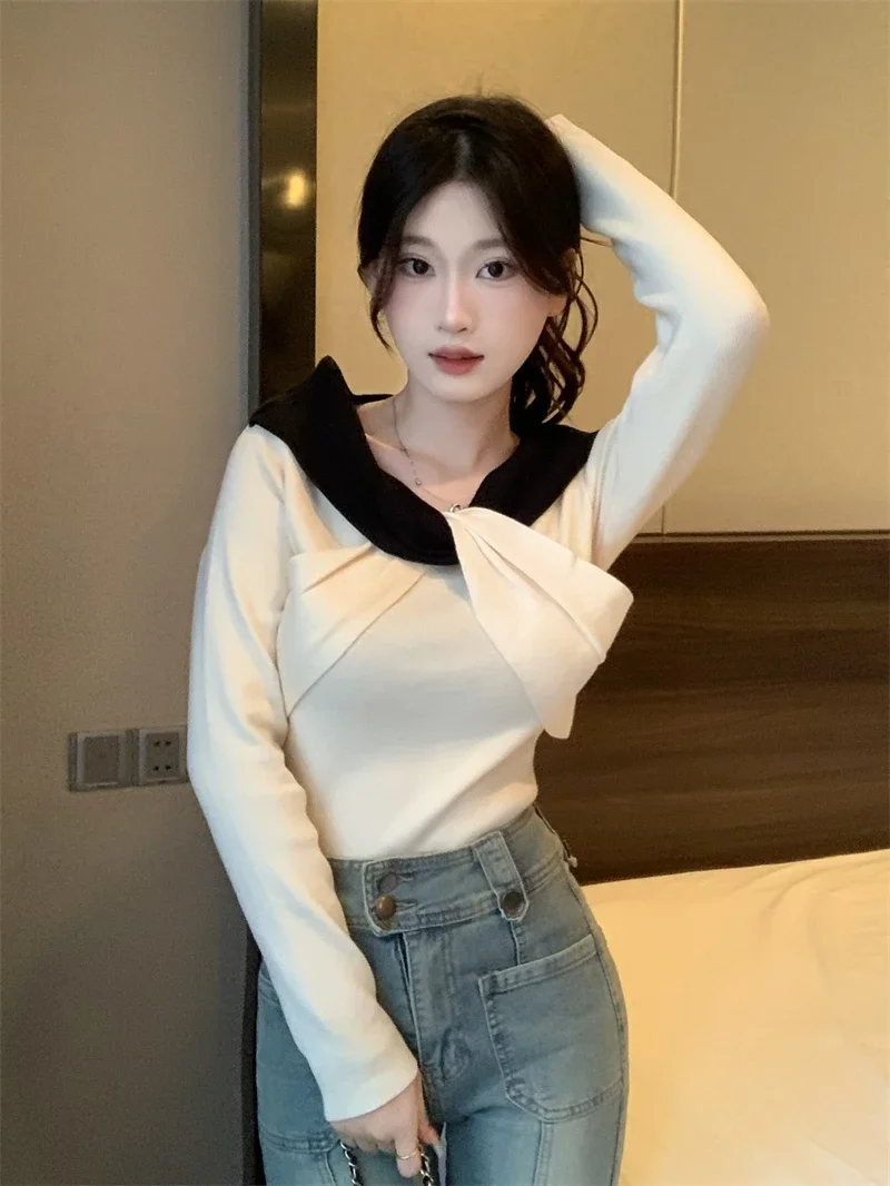 Women Clothes 2023 Autumn Winter Slash Neck Contrast Irregular Pull Femme Knitwear Slim Top
Women Clothes 2023 Autumn Winter Slash Neck Contrast Irregular Pull Femme Knitwear Slim Top