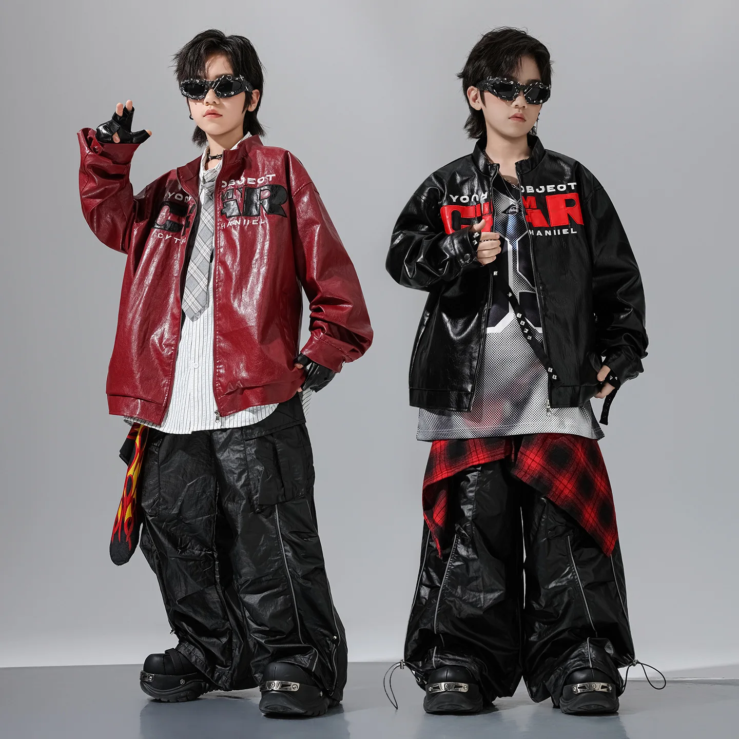 Children Boys Girls Streetwear Hiphip Leather Cargo Jacket Pant Sets Kids Coat Trousers Fashion Dancer Show Clothes Costumes
Children Boys Girls Streetwear Hiphip Leather Cargo Jacket Pant Sets Kids Coat Trousers Fashion Dancer Show Clothes Costumes