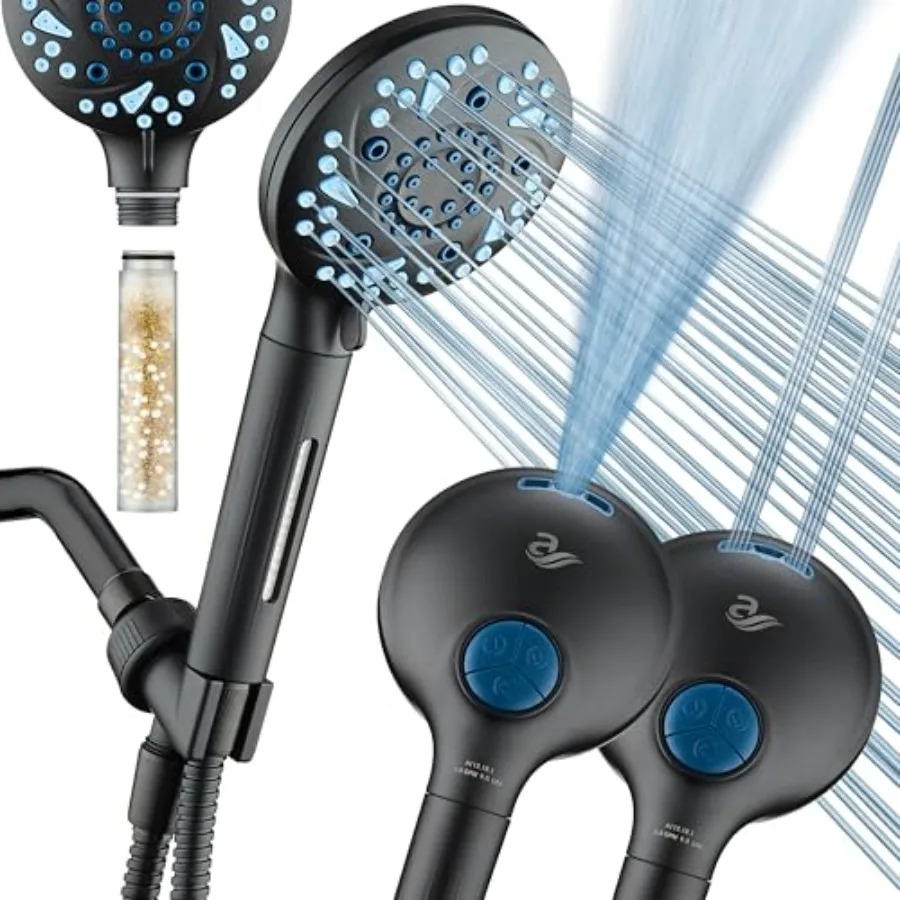 High Pressure 10 Spray Mode Filtered Showerhead - Handheld Shower Head Filters Chlorine to Heal Dry Skin Revive Hair - Dual Pow
High Pressure 10 Spray Mode Filtered Showerhead - Handheld Shower Head Filters Chlorine to Heal Dry Skin Revive Hair - Dual Pow
