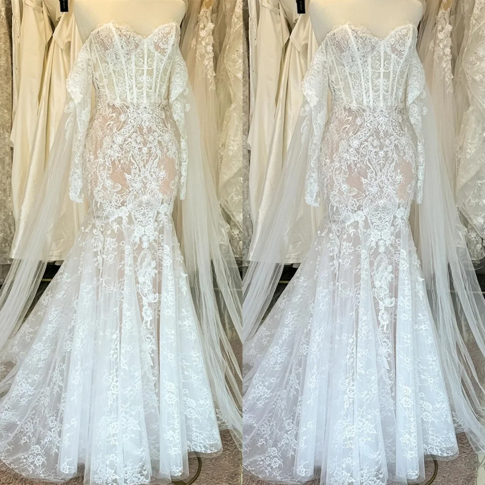 Customized Mermaid Modern Wedding Dresses Dreamy Sweetheart Long Sleeves Heavy Industry Wedding Classic Dresses 2025 Bride Gowns
Customized Mermaid Modern Wedding Dresses Dreamy Sweetheart Long Sleeves Heavy Industry Wedding Classic Dresses 2025 Bride Gowns