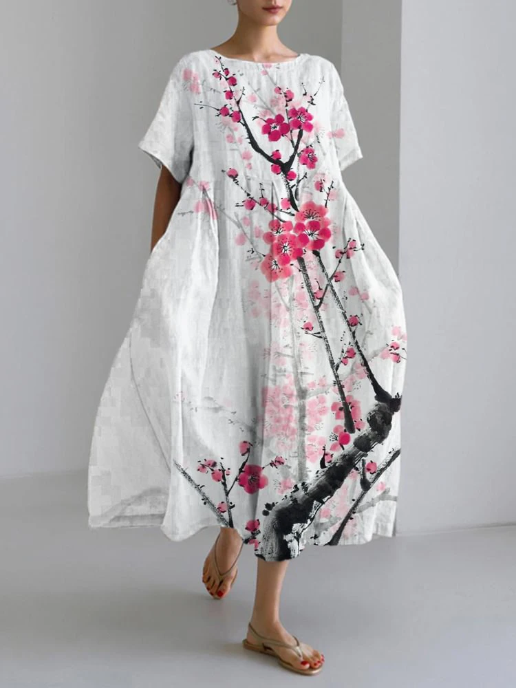 Retro Elegant Chinese Style Plum Blossom Dress Women's Large Size Loose Short Sleeve Dress 2024 Elegant Women's Wide Hem Dress
Retro Elegant Chinese Style Plum Blossom Dress Women's Large Size Loose Short Sleeve Dress 2024 Elegant Women's Wide Hem Dress