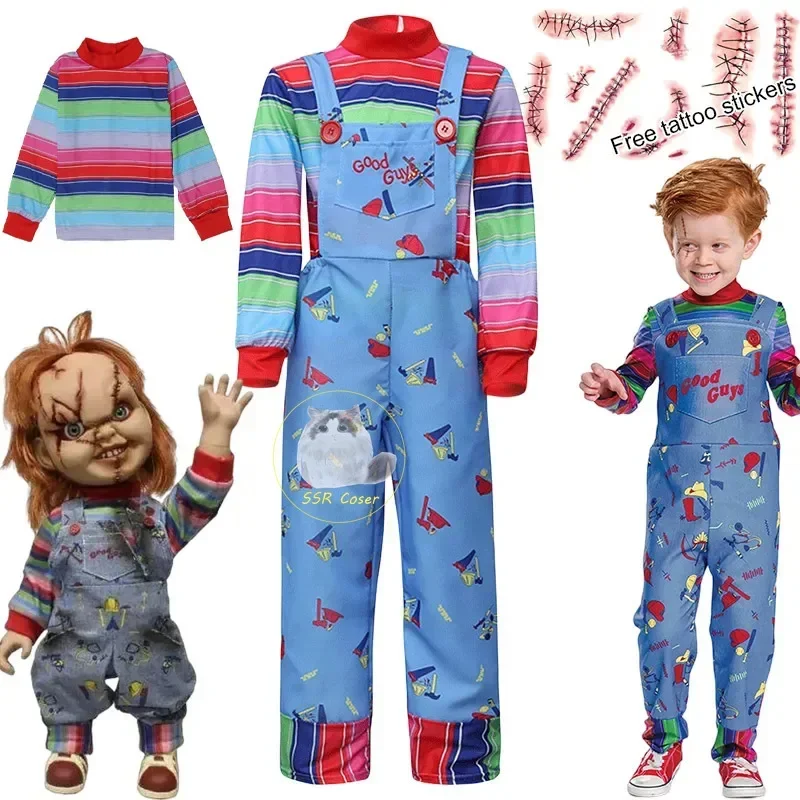 Cosxie Movie Kids Chucky Cosplay Child S Play Cosplay Costume Uniform Top Rompers Outfits Tattoo Sticker Halloween Costume for K
Cosxie Movie Kids Chucky Cosplay Child S Play Cosplay Costume Uniform Top Rompers Outfits Tattoo Sticker Halloween Costume for K
