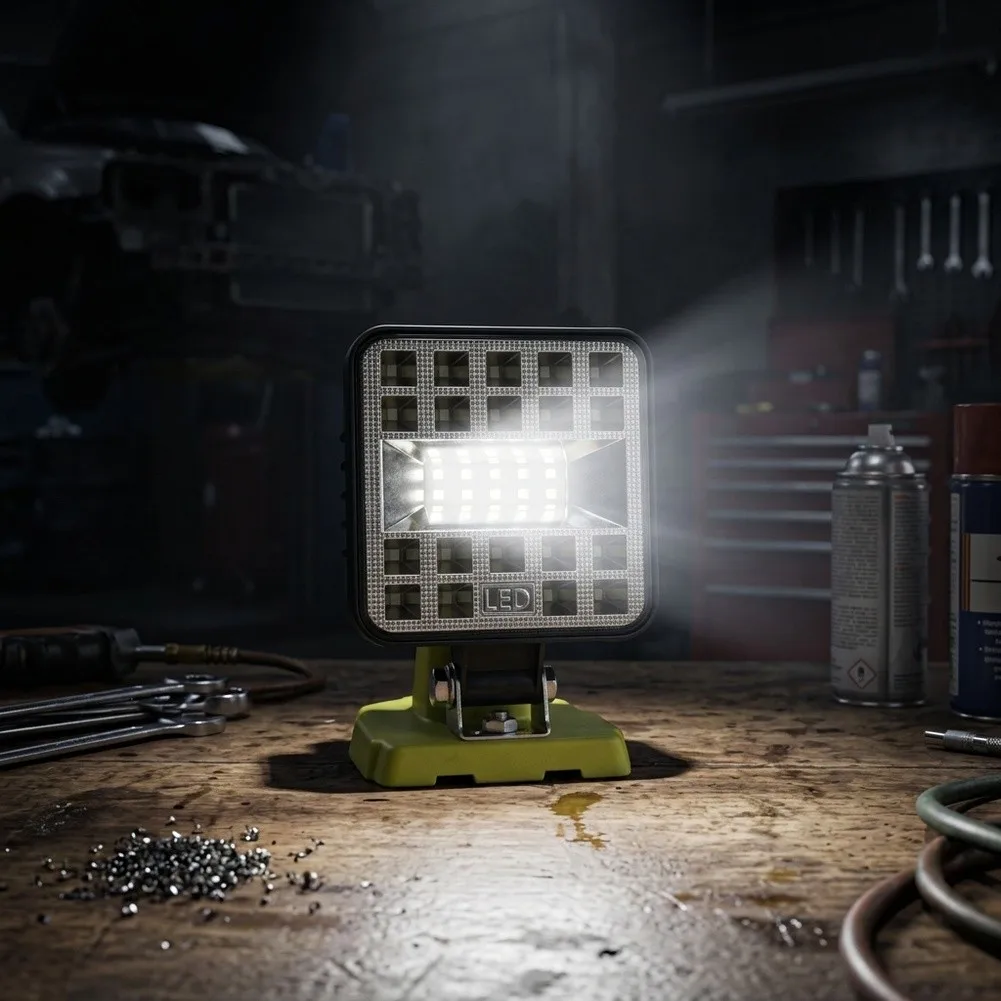 30W LED Lamp for 18V Power Sources with Integrated Switch and Optimized Beam Pattern for Workshop Garage and Outdoor Lighting
30W LED Lamp for 18V Power Sources with Integrated Switch and Optimized Beam Pattern for Workshop Garage and Outdoor Lighting