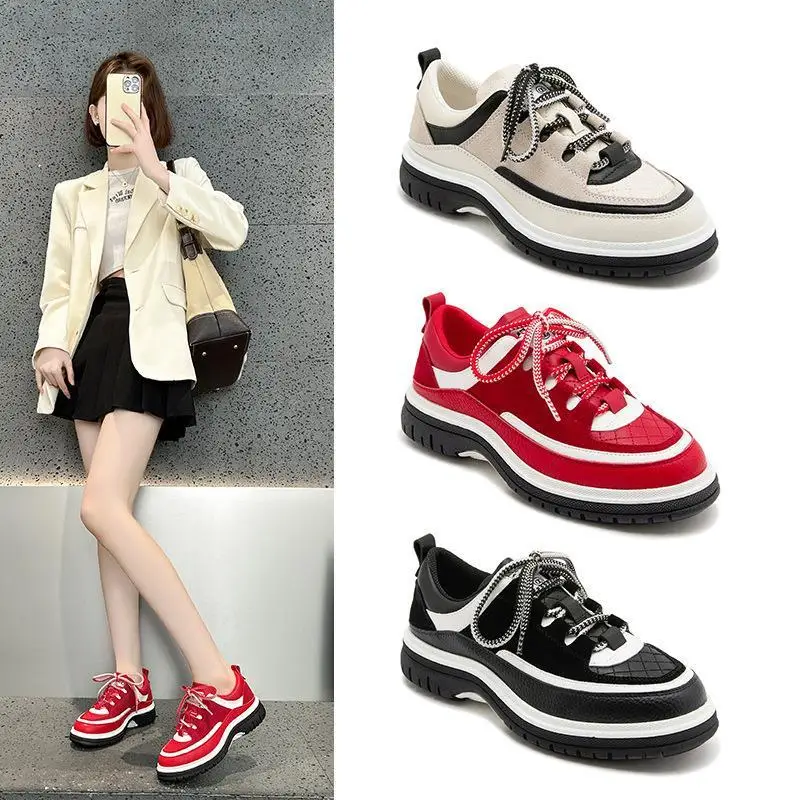Women's Sport Shoes Thick Bottom Real Leather XiangFeng Style Increased Height Shoes round Toe Rubber Outsole Pure Color
Women's Sport Shoes Thick Bottom Real Leather XiangFeng Style Increased Height Shoes round Toe Rubber Outsole Pure Color