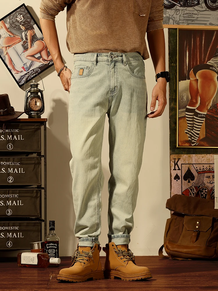 Мужские джинсы American Sle с винтажной талией, облегающие прямые брюки, модные длинные брюки GoColman, тонкие джинсовые хлопковые брюки со средней талией...
Мужские джинсы American Sle с винтажной талией, облегающие прямые брюки, модные длинные брюки GoColman, тонкие джинсовые хлопковые брюки со средней талией...